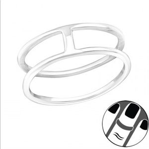 925 Sterling Silver Double Line Midi Ring